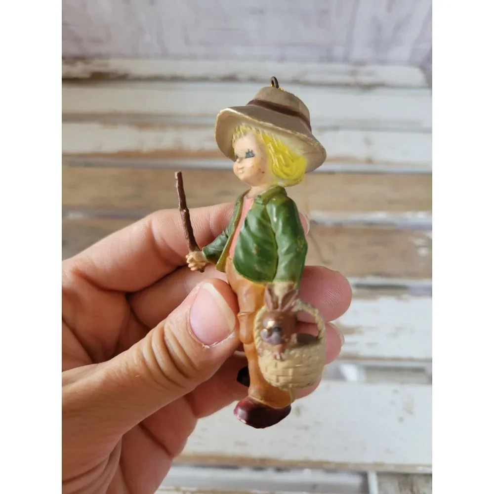 Vintage black eyes child rabbit ornament Xmas‎ tree holiday home decor